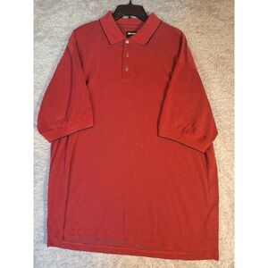 Bolle Golf Polo Shirt Mens XL Red Black Micro Check Textured Pique Short Sleeve